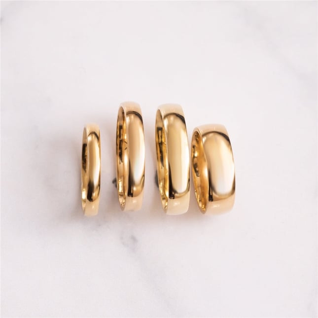 Classic Dome Band Engraved Solid Gold Wedding Band