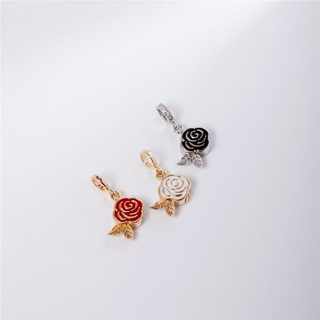 Cremation Rose Initial Personalized Solid Gold Necklace