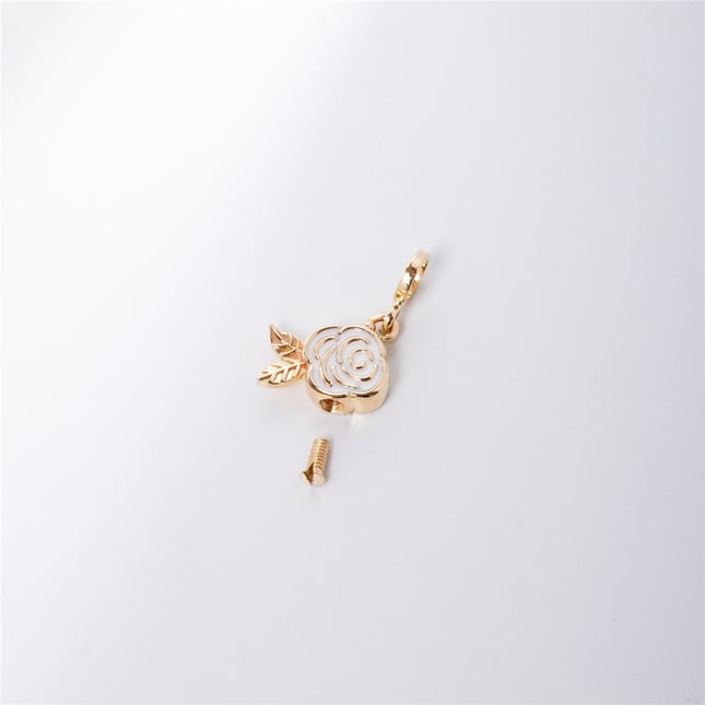 Cremation Rose Initial Personalized Solid Gold Necklace