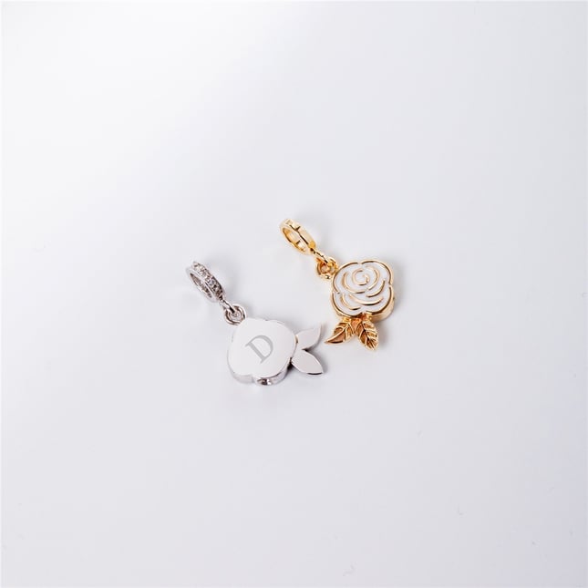 Cremation Rose Initial Personalized Solid Gold Necklace
