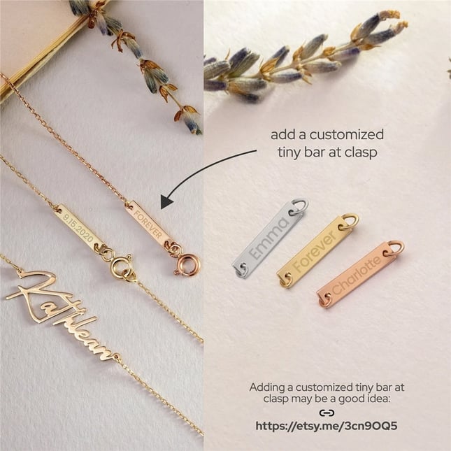 Cremation Engraved Personalized Cylinder Solid Gold Necklace