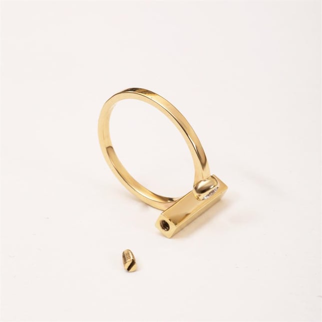 CZ Cremation Birthstone Engraved Personalized 3d Bar Solid Gold Ring