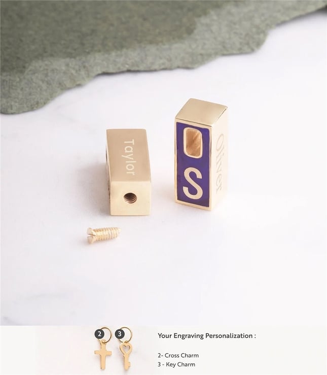 Personalized 3D Bar Solid Gold Creamation Urn Pendant