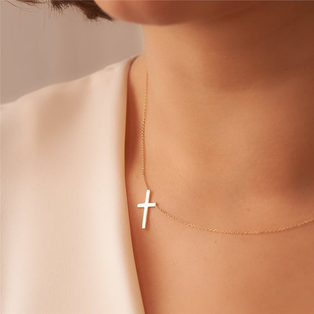 Cross Solid Gold Necklace