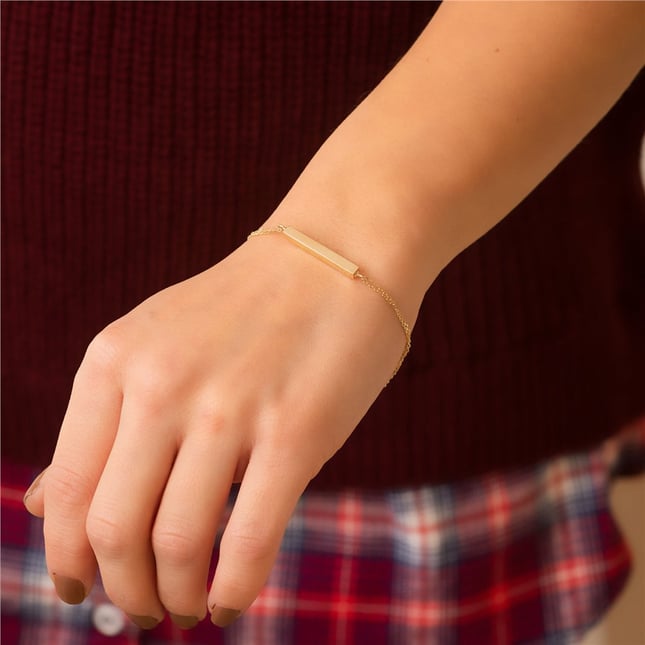 Cremation Engraved Solid Gold Bracelet
