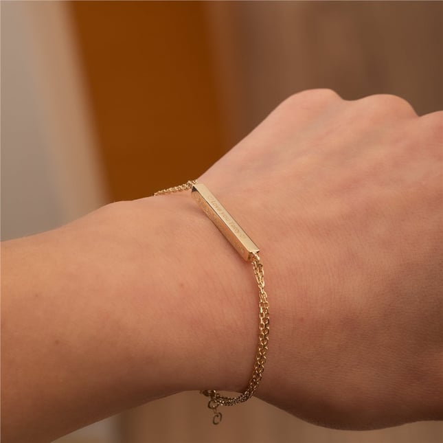 Cremation Engraved Solid Gold Bracelet