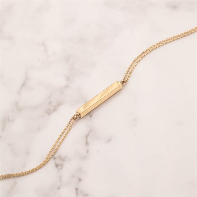Cremation Engraved Solid Gold Bracelet