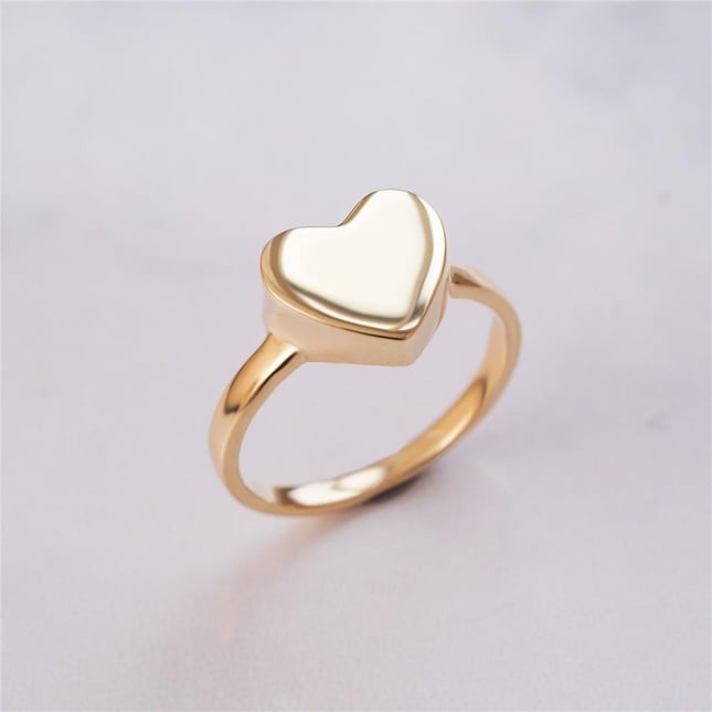 Cremation Initial Solid Gold Ring