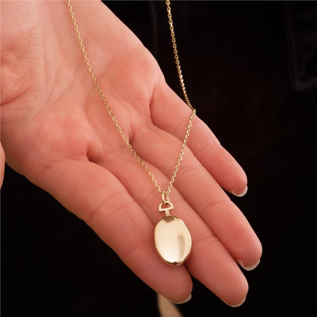 Cremation Cross Engraved Solid Gold Necklace