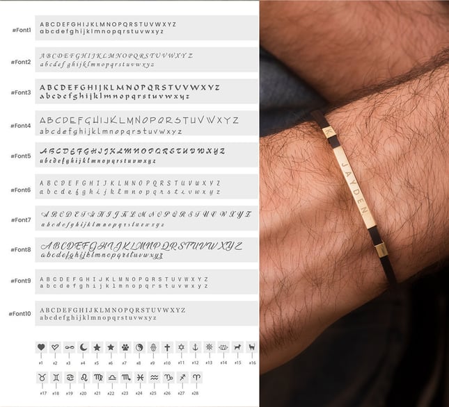 Silicone Rubber Personalized 3D Bar Solid Gold Bracelet