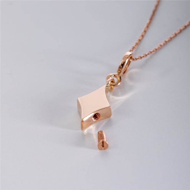 Cremation Key Cross Rhombus Initial Letter Solid Gold Necklace