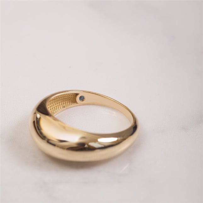Hidden Birthstone Dome Solid Gold Ring