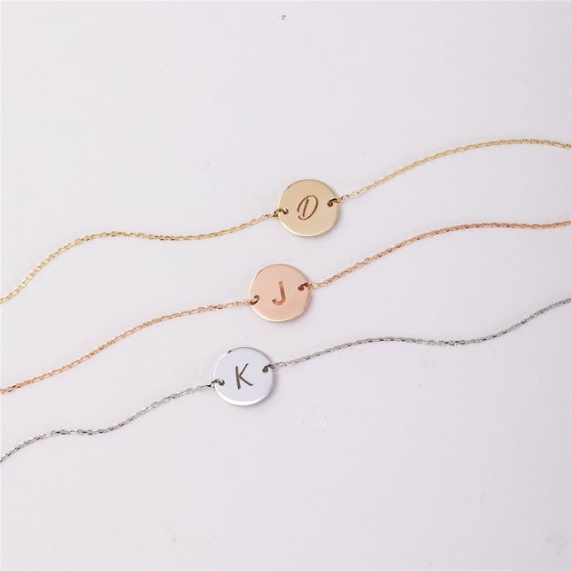 Initial Letter Solid Gold Bracelet