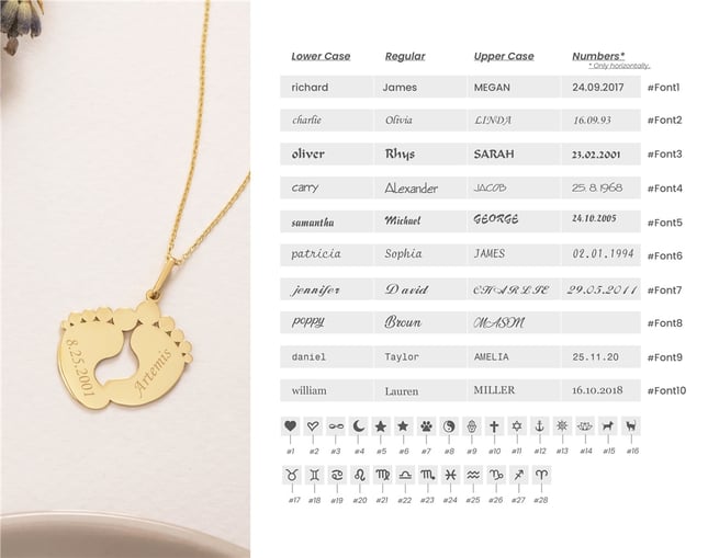 Footprint Custom Engraved Solid Gold Necklace