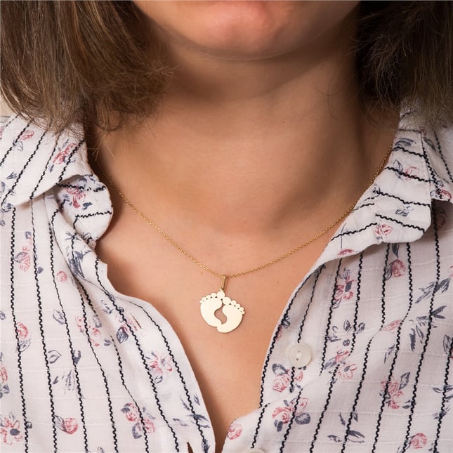 Footprint Custom Engraved Solid Gold Necklace