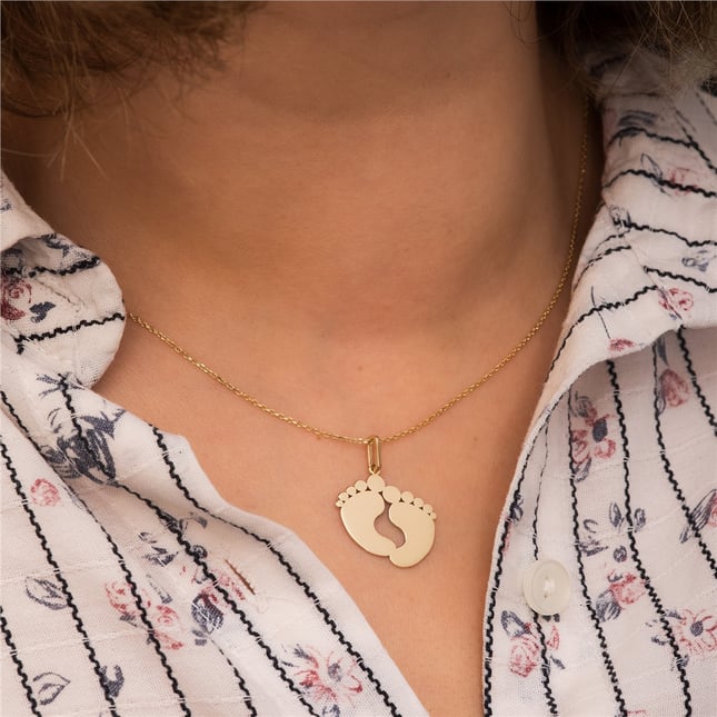 Footprint Custom Engraved Solid Gold Necklace