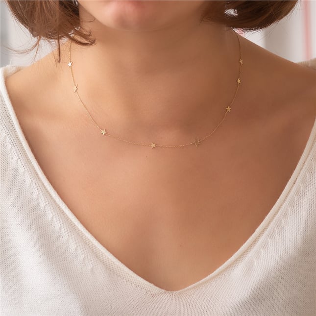 Star Solid Gold Necklace