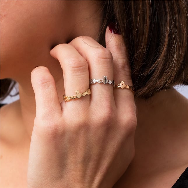 Heart Crown Celtic Solid Gold Ring