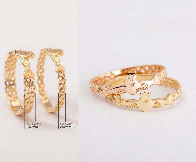 Altın Kelt Düğümü Motifli Claddagh Altın Yüzük