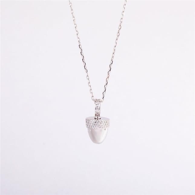 Cremation Acorn Engraved Solid Gold Necklace