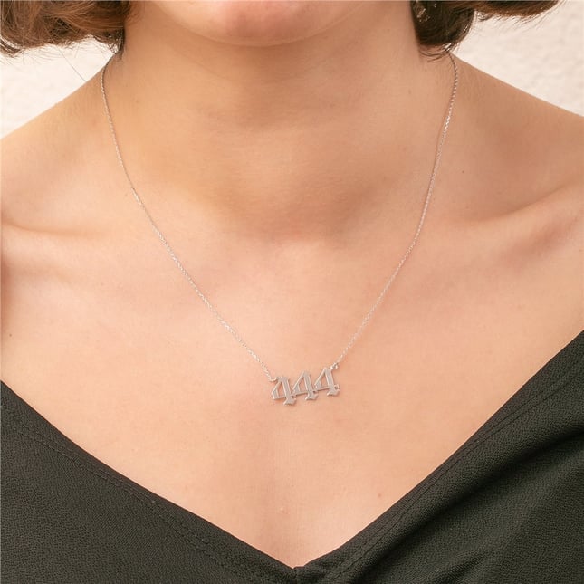 Custom Old English Font Manifest Number Pendant Necklace