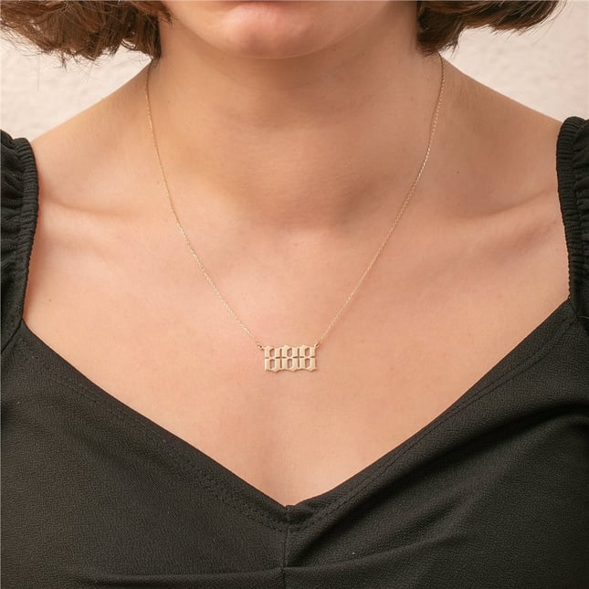 Custom Old English Font Manifest Number Pendant Necklace