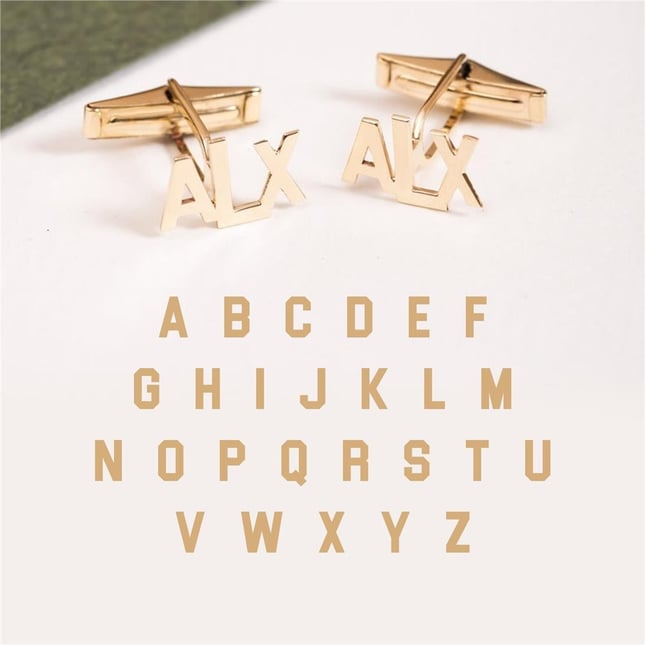 Custom Cutout 3 Letter Solid Gold Cufflinks