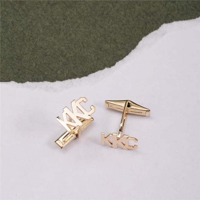 Custom Cutout 3 Letter Solid Gold Cufflinks