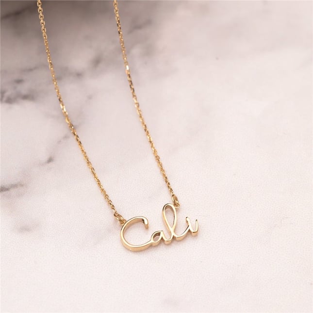 Initial Solid Gold Necklace