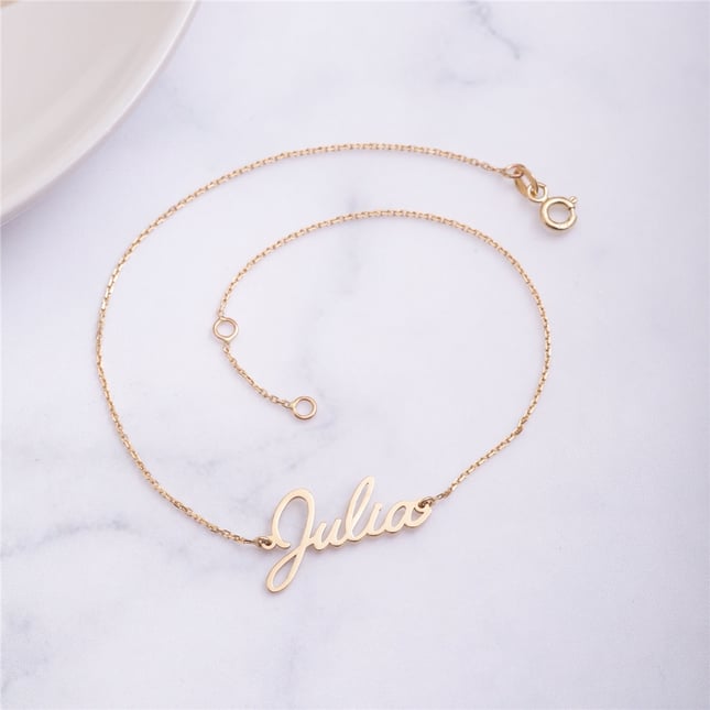 Initial Solid Gold Anklet