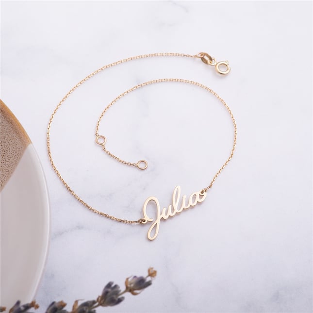 Initial Solid Gold Anklet