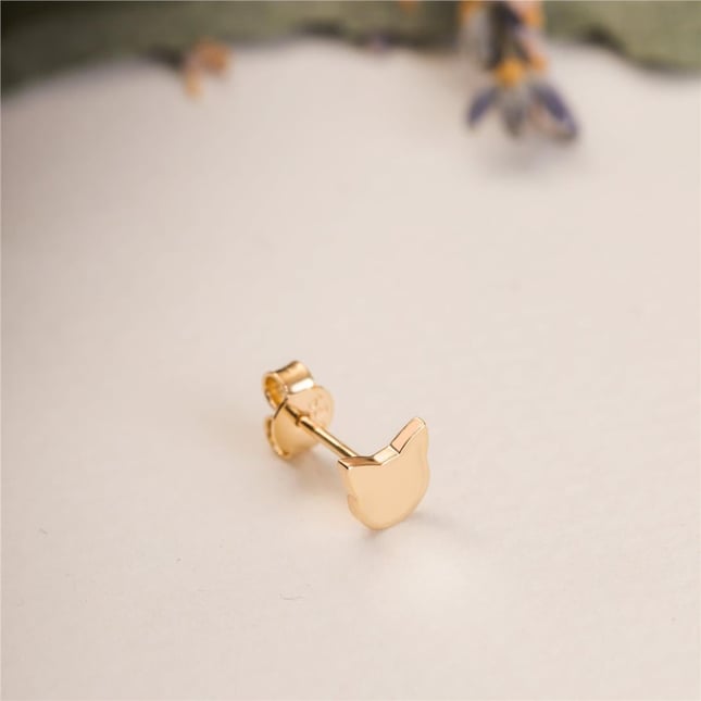 Cat Dog Bear Stud Solid Gold Earring
