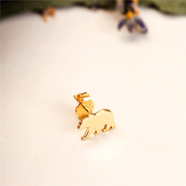 Cat Dog Bear Stud Solid Gold Earring
