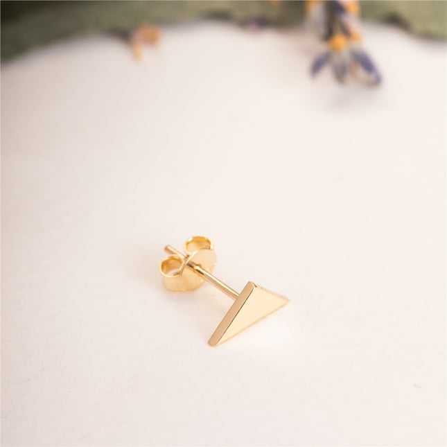 Sun Hexagon Circle Triangle Square Cross Stud Solid Gold Earring