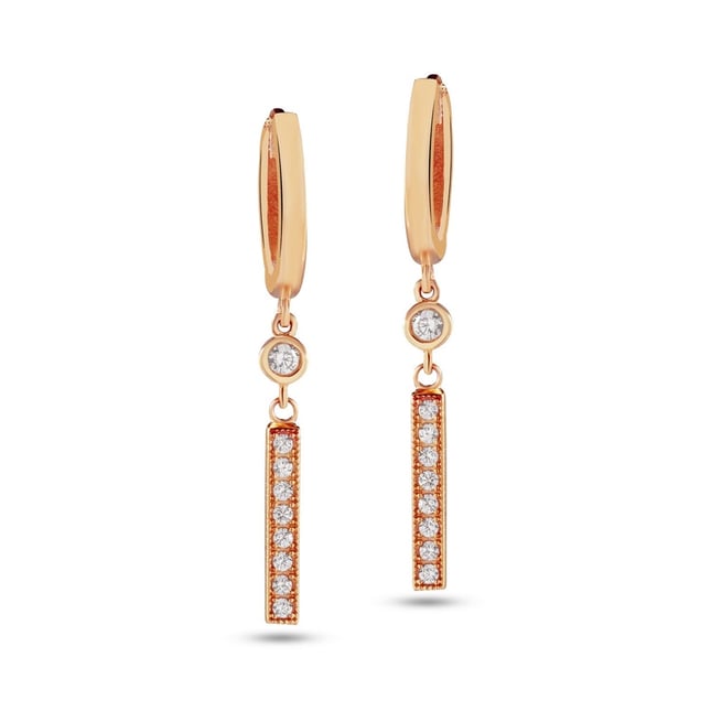 CZ Hoop Huggie Solid Gold Earring