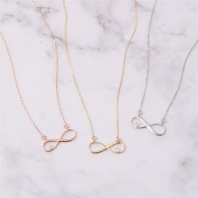 0.01 Ct Diamond Infinity Solid Gold Necklace