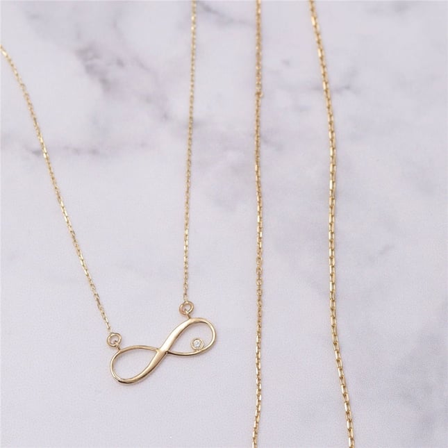 0.01 Ct Diamond Infinity Solid Gold Necklace