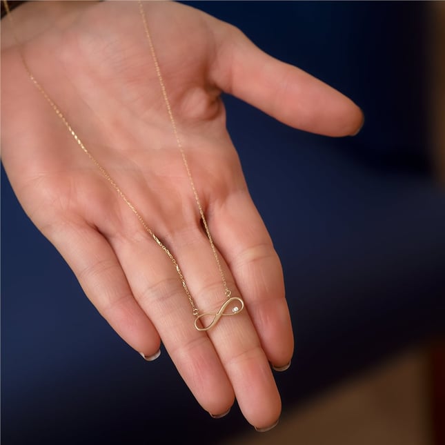 0.01 Ct Diamond Infinity Solid Gold Necklace