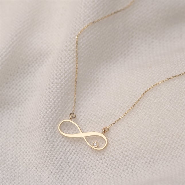 0.01 Ct Diamond Infinity Solid Gold Necklace