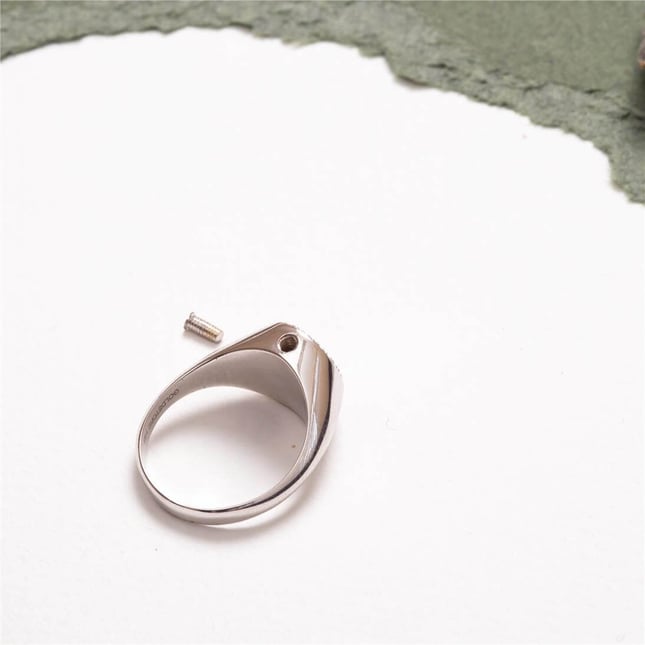 0.17 Ct Diamond Cremation Zodiac Initial Letter Halo Solid Gold Ring