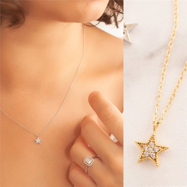 Star Solid Gold Necklace