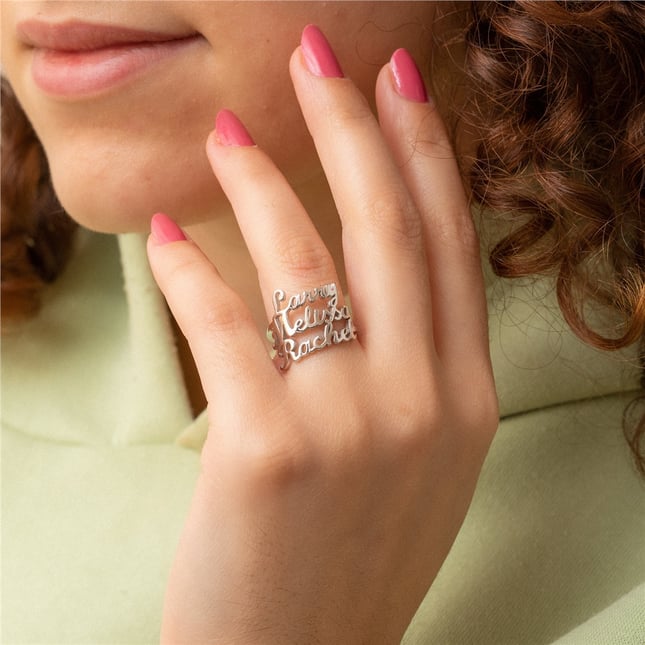2 Name Custom Solid Gold Ring