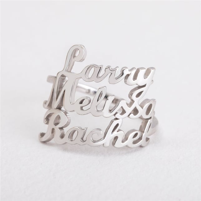 2 Name Custom Solid Gold Ring