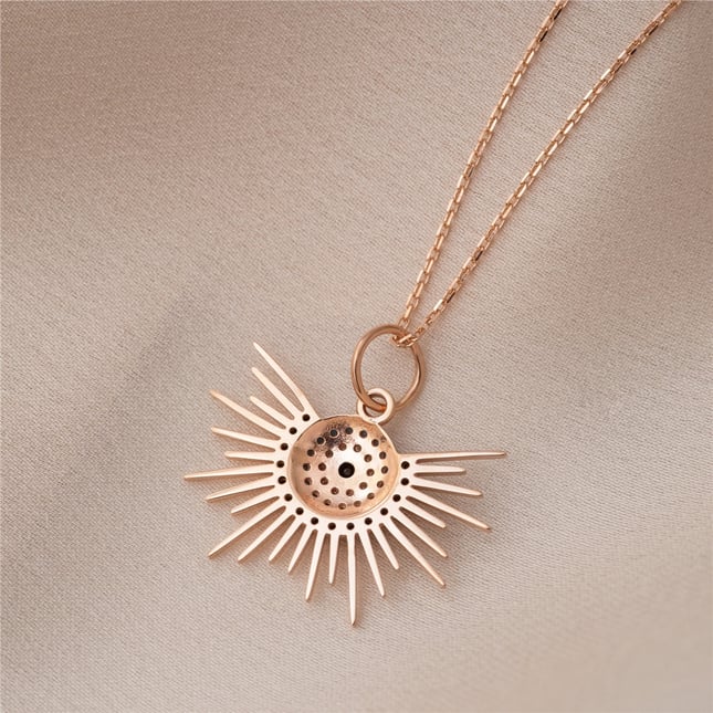 Sunburst Evil Eye Solid Gold Necklace