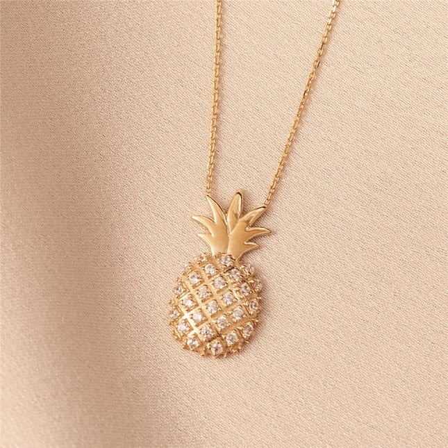 Pineapple Solid Gold Necklace