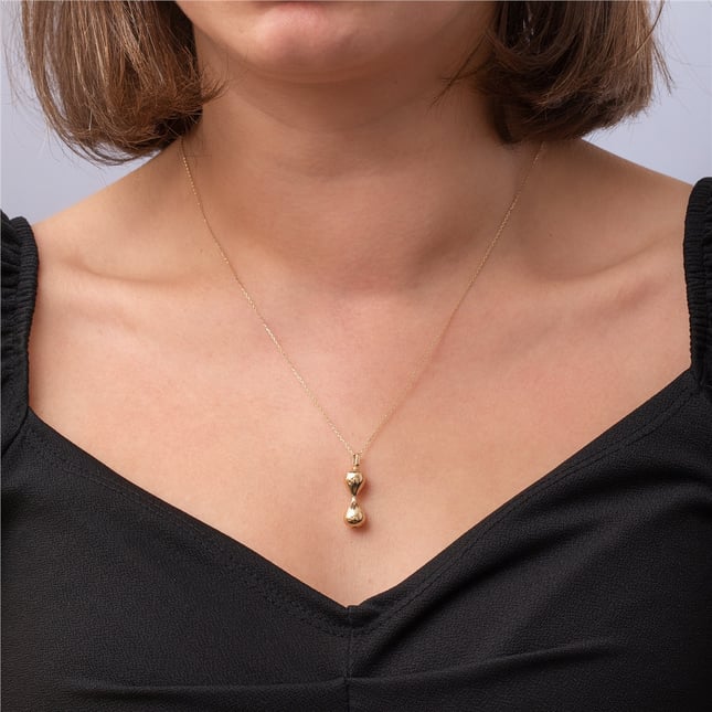 Cremation Key Cross Solid Gold Necklace