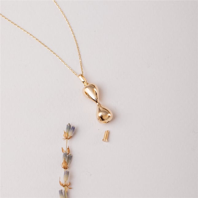 Cremation Key Cross Solid Gold Necklace