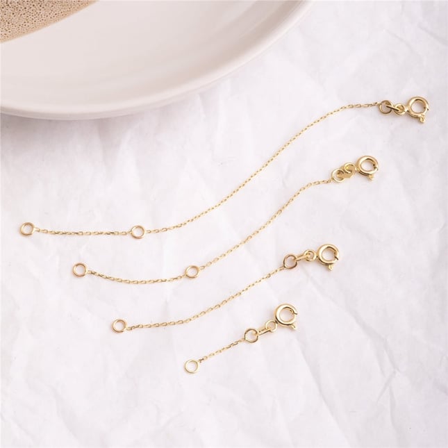 Cable Chain Solid Gold Bracelet Necklace Extender