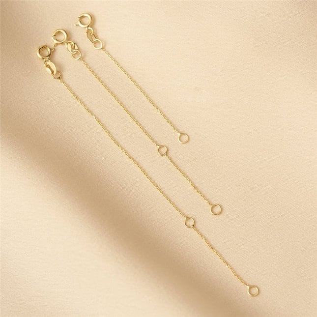 Cable Chain Solid Gold Bracelet Necklace Extender