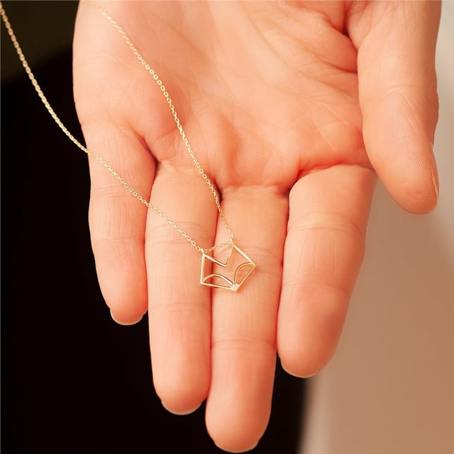 0.01 Ct Diamond Fox Solid Gold Necklace